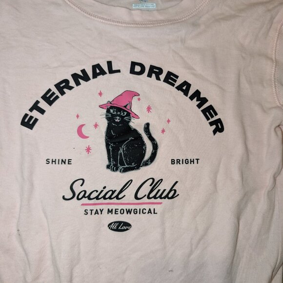 Old Navy Girls Cat Themed Pink Pajama Set Long Sleeves & Pants Size 10 - Picture 2 of 5